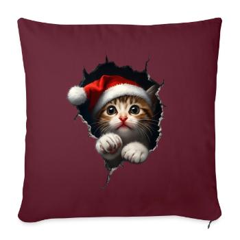Chat Propriétaire Chats Noël Noël Chat - Housse de coussin décorative 45 x 45 cm - bordeaux - Devant