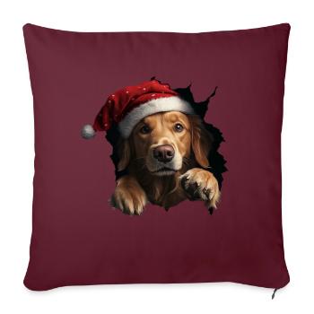 Chien propriétaire chiens Noël Noël chien - Housse de coussin décorative 45 x 45 cm - bordeaux - Devant