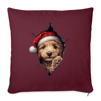 Chien propriétaire chiens Noël Noël chien - Housse de coussin décorative 45 x 45 cm - bordeaux - Devant