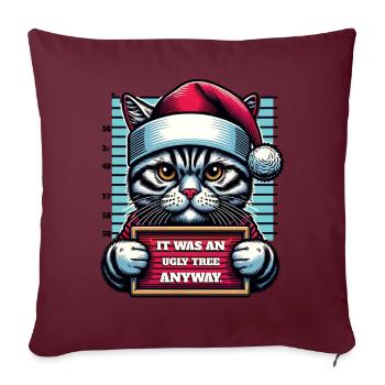 Weihnachtsmann Weihnachten lustiges Katzen Mugshot - Sofakissenbezug 45 x 45 cm - Burgunderrot - Vorne