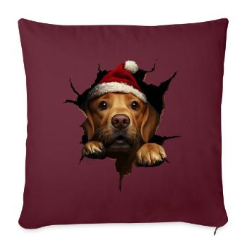 Chien propriétaire chiens Noël Noël chien - Housse de coussin décorative 45 x 45 cm - bordeaux - Devant