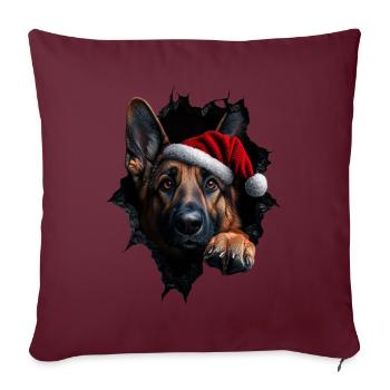 Chien propriétaire chiens Noël Noël chien - Housse de coussin décorative 45 x 45 cm - bordeaux - Devant