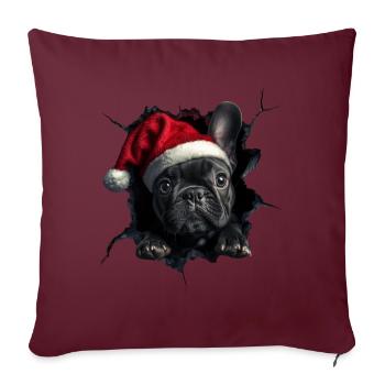 Chien propriétaire chiens Noël Noël chien - Housse de coussin décorative 45 x 45 cm - bordeaux - Devant