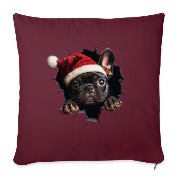 Chien propriétaire chiens Noël Noël chien - Housse de coussin décorative 45 x 45 cm - bordeaux - Devant