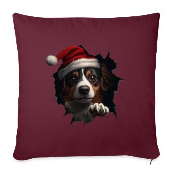 Chien propriétaire chiens Noël Noël chien - Housse de coussin décorative 45 x 45 cm - bordeaux - Devant