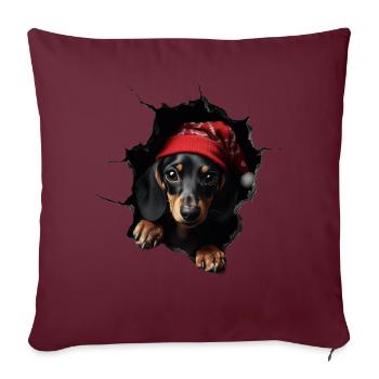 Chien propriétaire chiens Noël Noël chien - Housse de coussin décorative 45 x 45 cm - bordeaux - Devant