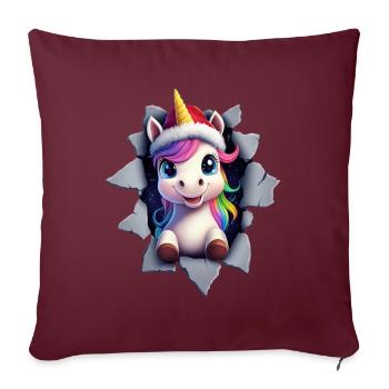 Licorne drôle Licornes de Noël Licorne - Housse de coussin décorative 45 x 45 cm - bordeaux - Devant