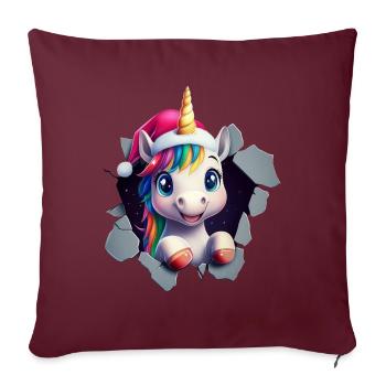 Licorne drôle Licornes de Noël Licorne - Housse de coussin décorative 45 x 45 cm - bordeaux - Devant