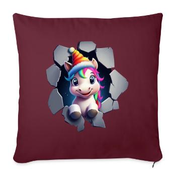 Licorne drôle Licornes de Noël Licorne - Housse de coussin décorative 45 x 45 cm - bordeaux - Devant