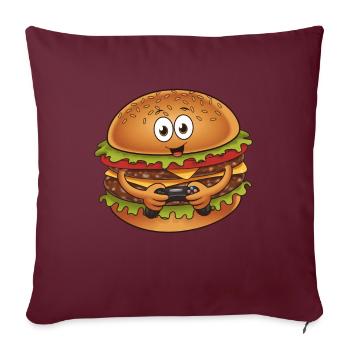 Funny Fast Food Gaming Pizza Gamer Gamer Gaming - Sofa pillowcase 17,3'' x 17,3'' (45 x 45 cm) - burgundy - Front