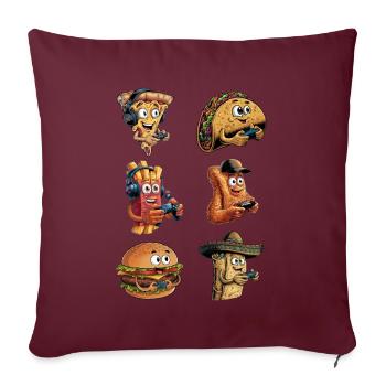 Funny Fast Food Gaming Pizza Gamer Gamer Gaming - Sofa pillowcase 17,3'' x 17,3'' (45 x 45 cm) - burgundy - Front