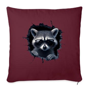 drôle raton laveur raton laveur amant mignon zoo animal - Housse de coussin décorative 45 x 45 cm - bordeaux - Devant