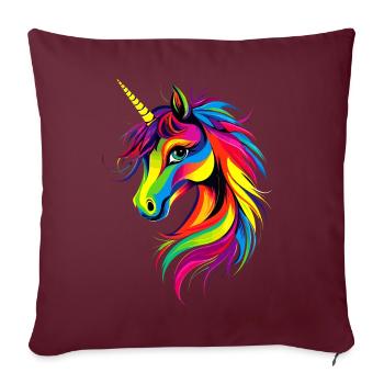 Licorne coloré arc-en-ciel chevaux chevauchant licornes - Housse de coussin décorative 45 x 45 cm - bordeaux - Devant