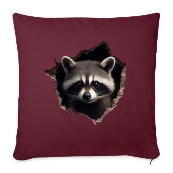 drôle raton laveur raton laveur amant mignon zoo animal - Housse de coussin décorative 45 x 45 cm - bordeaux - Devant