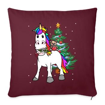 Licorne Noël Noël - Housse de coussin décorative 45 x 45 cm - bordeaux - Devant