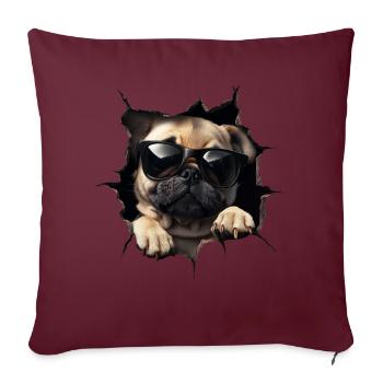 Drôle de chien propriétaire Chien mignon Bouledogue - Housse de coussin décorative 45 x 45 cm - bordeaux - Devant