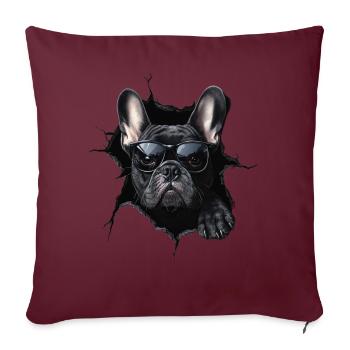 Drôle de chien propriétaire Chien mignon Bouledogue - Housse de coussin décorative 45 x 45 cm - bordeaux - Devant