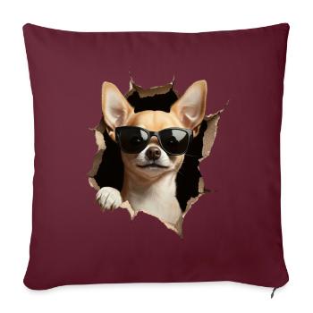 Drôle de chien propriétaire Chien mignon Chihuahua - Housse de coussin décorative 45 x 45 cm - bordeaux - Devant