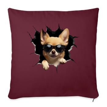 Drôle de chien propriétaire Chien mignon Chihuahua - Housse de coussin décorative 45 x 45 cm - bordeaux - Devant