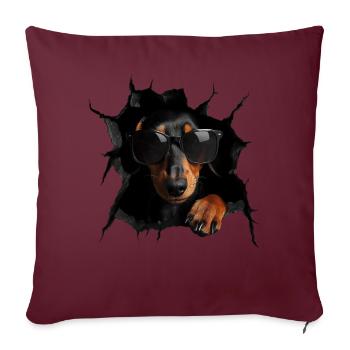 Drôle de chien Propriétaire de chien Chien mignon Teckel - Housse de coussin décorative 45 x 45 cm - bordeaux - Devant