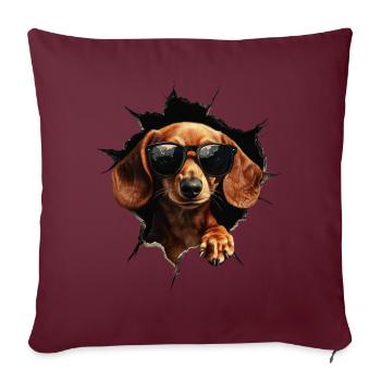 Drôle de chien Propriétaire de chien Chien mignon Teckel - Housse de coussin décorative 45 x 45 cm - bordeaux - Devant