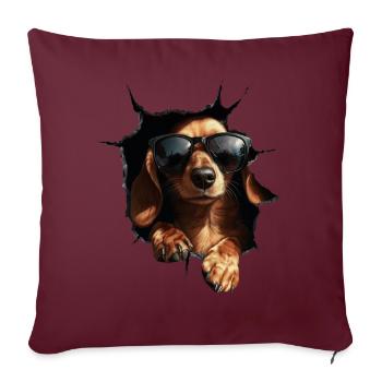 Drôle de chien Propriétaire de chien Chien mignon Teckel - Housse de coussin décorative 45 x 45 cm - bordeaux - Devant