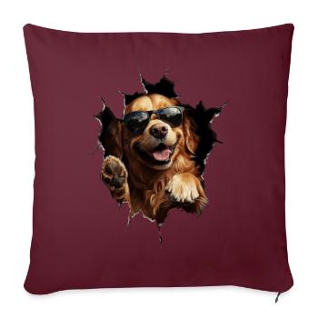 Drôle de chiens Propriétaire de chien Chien mignon Retriever - Housse de coussin décorative 45 x 45 cm - bordeaux - Devant