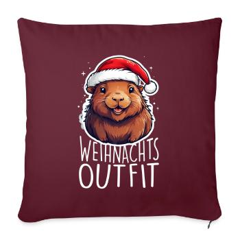 Noël de Capybara - Housse de coussin décorative 45 x 45 cm - bordeaux - Devant