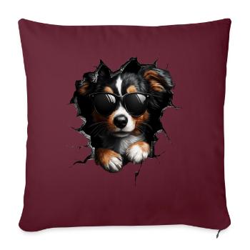 Drôle de chien propriétaire Chien mignon Terrier - Housse de coussin décorative 45 x 45 cm - bordeaux - Devant