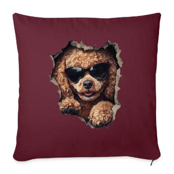 Drôle de chien propriétaire Chien mignon caniche - Housse de coussin décorative 45 x 45 cm - bordeaux - Devant