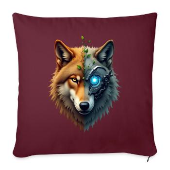 Funny Robot Art Wolf Cyborg Animal AI Wolf - Sofa pillowcase 17,3'' x 17,3'' (45 x 45 cm) - burgundy - Front