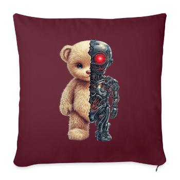 Robot Drôle Tech Ours En Peluche Cyborg Animal Ours - Housse de coussin décorative 45 x 45 cm - bordeaux - Devant