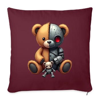 Robot Drôle Tech Ours En Peluche Cyborg Animal Ours - Housse de coussin décorative 45 x 45 cm - bordeaux - Devant