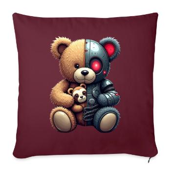 Robot Drôle Tech Ours En Peluche Cyborg Animal Ours - Housse de coussin décorative 45 x 45 cm - bordeaux - Devant