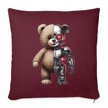 Robot Drôle Tech Ours En Peluche Cyborg Animal Ours - Housse de coussin décorative 45 x 45 cm - bordeaux - Devant
