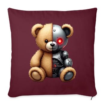 Robot Drôle Tech Ours En Peluche Cyborg Animal Ours - Housse de coussin décorative 45 x 45 cm - bordeaux - Devant