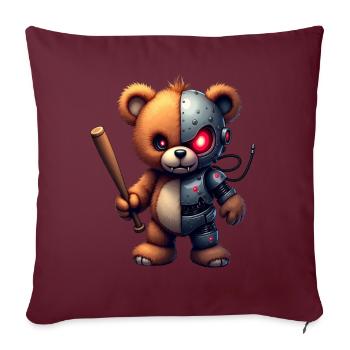 Robot Drôle Tech Ours En Peluche Cyborg Animal Ours - Housse de coussin décorative 45 x 45 cm - bordeaux - Devant