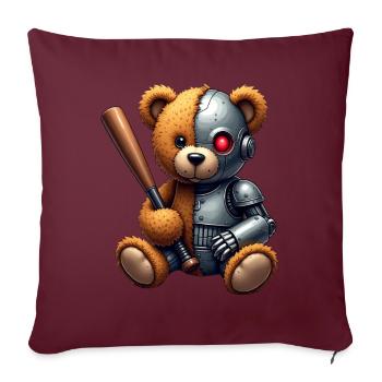 Robot Drôle Tech Ours En Peluche Cyborg Animal Ours - Housse de coussin décorative 45 x 45 cm - bordeaux - Devant
