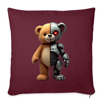 Robot Drôle Tech Ours En Peluche Cyborg Animal Ours - Housse de coussin décorative 45 x 45 cm - bordeaux - Devant