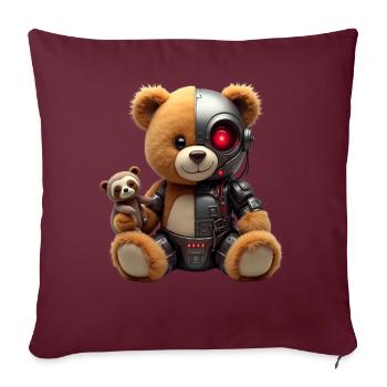 Robot Drôle Tech Ours En Peluche Cyborg Animal Ours - Housse de coussin décorative 45 x 45 cm - bordeaux - Devant