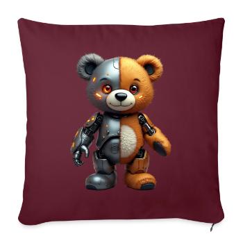 Robot Drôle Tech Ours En Peluche Cyborg Animal Ours - Housse de coussin décorative 45 x 45 cm - bordeaux - Devant