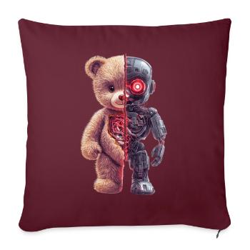 Robot Drôle Tech Ours En Peluche Cyborg Animal Ours - Housse de coussin décorative 45 x 45 cm - bordeaux - Devant
