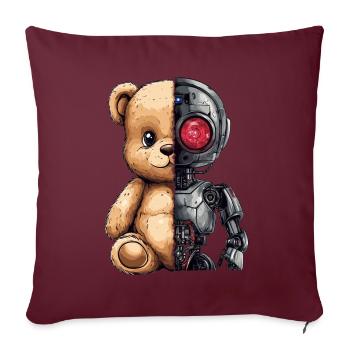 Robot Drôle Tech Ours En Peluche Cyborg Animal Ours - Housse de coussin décorative 45 x 45 cm - bordeaux - Devant