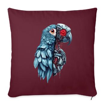 Drôle Robot Art Perroquet Cyborg Oiseau Perroquet - Housse de coussin décorative 45 x 45 cm - bordeaux - Devant