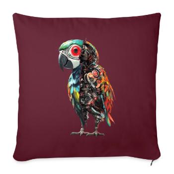Drôle Robot Art Perroquet Cyborg Oiseau Perroquet - Housse de coussin décorative 45 x 45 cm - bordeaux - Devant