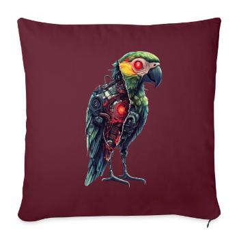 Drôle Robot Art Perroquet Cyborg Oiseau Perroquet - Housse de coussin décorative 45 x 45 cm - bordeaux - Devant