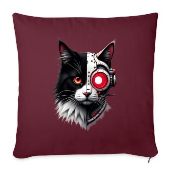 Funny Robot Cat Tech Cats Cyborg Animal Cat - Sofa pillowcase 17,3'' x 17,3'' (45 x 45 cm) - burgundy - Front