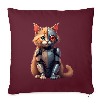 Funny Robot Cat Tech Cats Cyborg Animal Cat - Sofa pillowcase 17,3'' x 17,3'' (45 x 45 cm) - burgundy - Front
