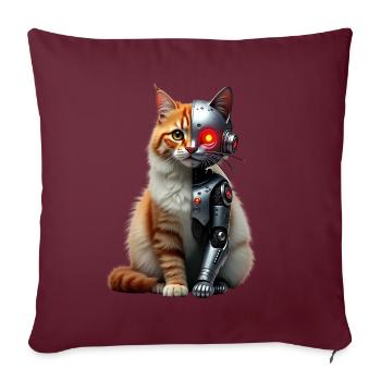 Funny Robot Cat Tech Cats Cyborg Animal Cat - Sofa pillowcase 17,3'' x 17,3'' (45 x 45 cm) - burgundy - Front