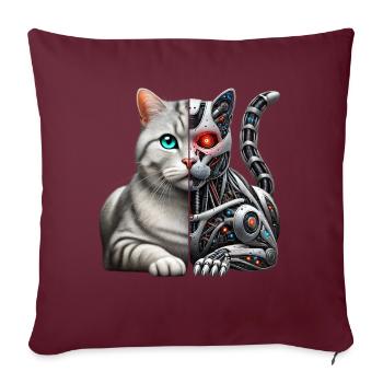 Funny Robot Cat Tech Cats Cyborg Animal Cat - Sofa pillowcase 17,3'' x 17,3'' (45 x 45 cm) - burgundy - Front